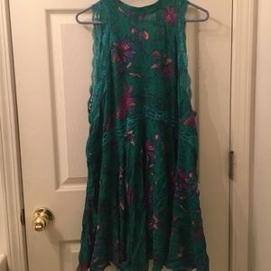 Free People Green Floral Print Dress NWOT